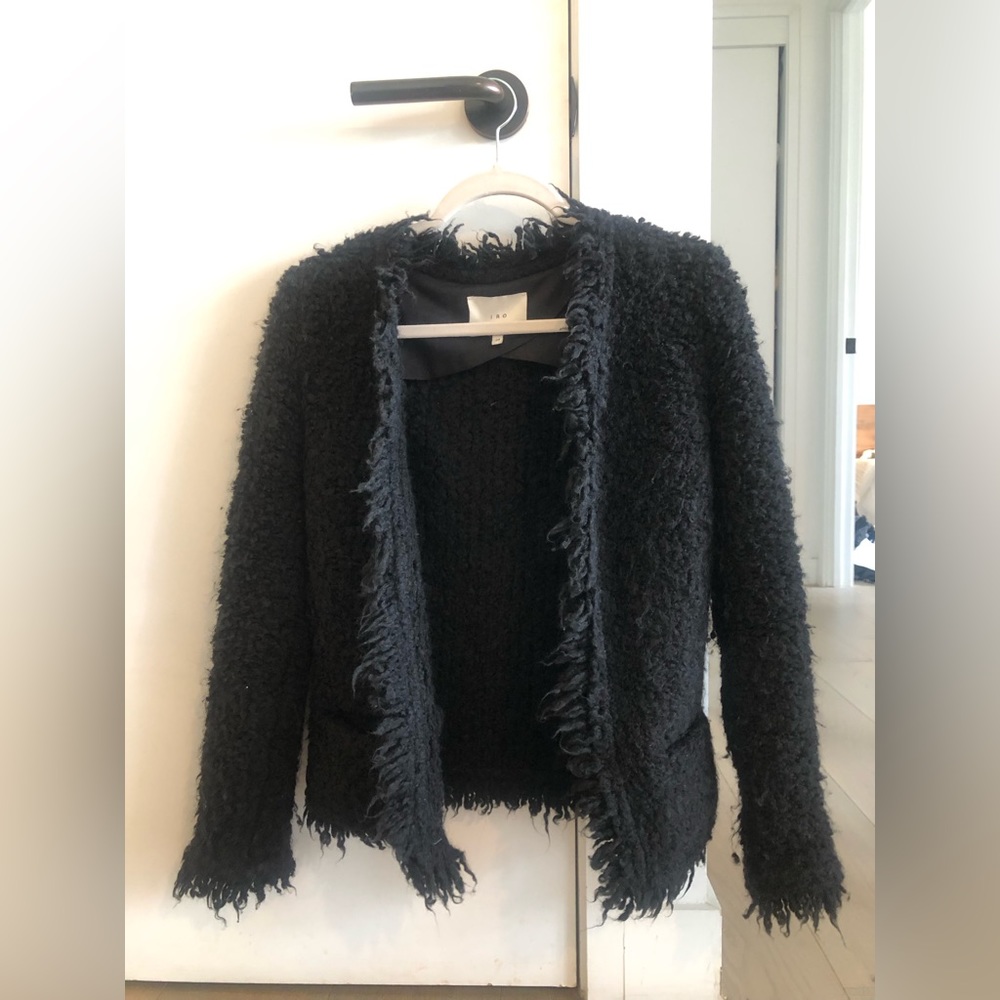 IRO black fringe/tweed blazer (also served as an evening jacket) size XS